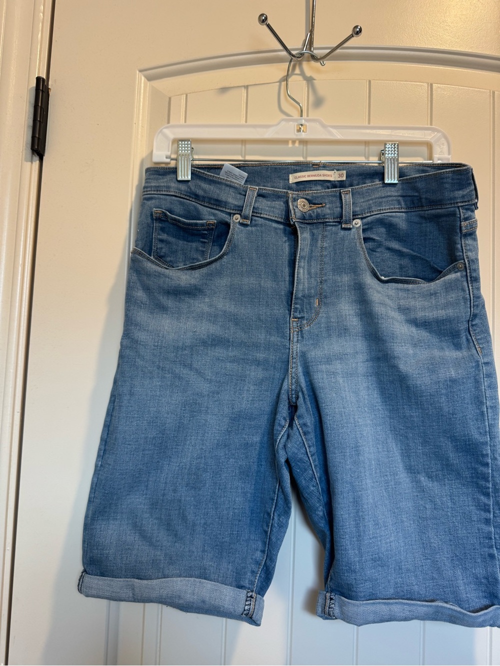 Levi's Light Blue Denim Boyfriend Bermuda Shorts